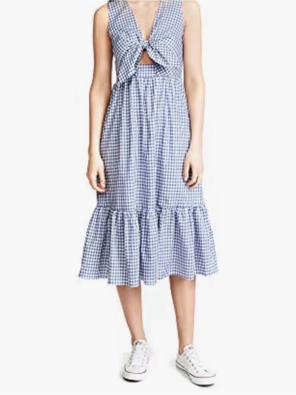 Shoshanna Blue and White Gingham check Midi Dress